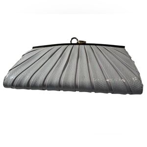 Elegant Vintage Textured Women’s White & Gold Clutch Bag Purse